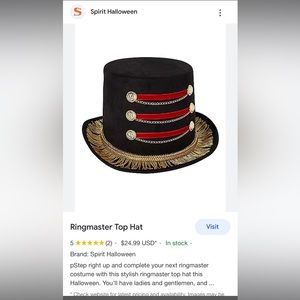 Ringmaster top hat Halloween costume accessory